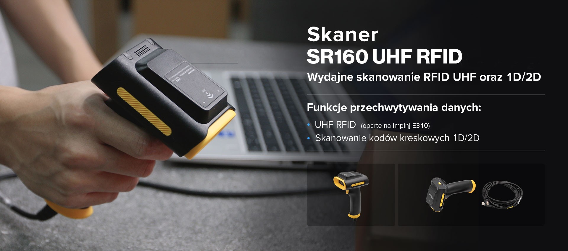 Chainway SR160 Skaner RFID UHF Potężna wydajność UHF oraz skanowania 1D/2D